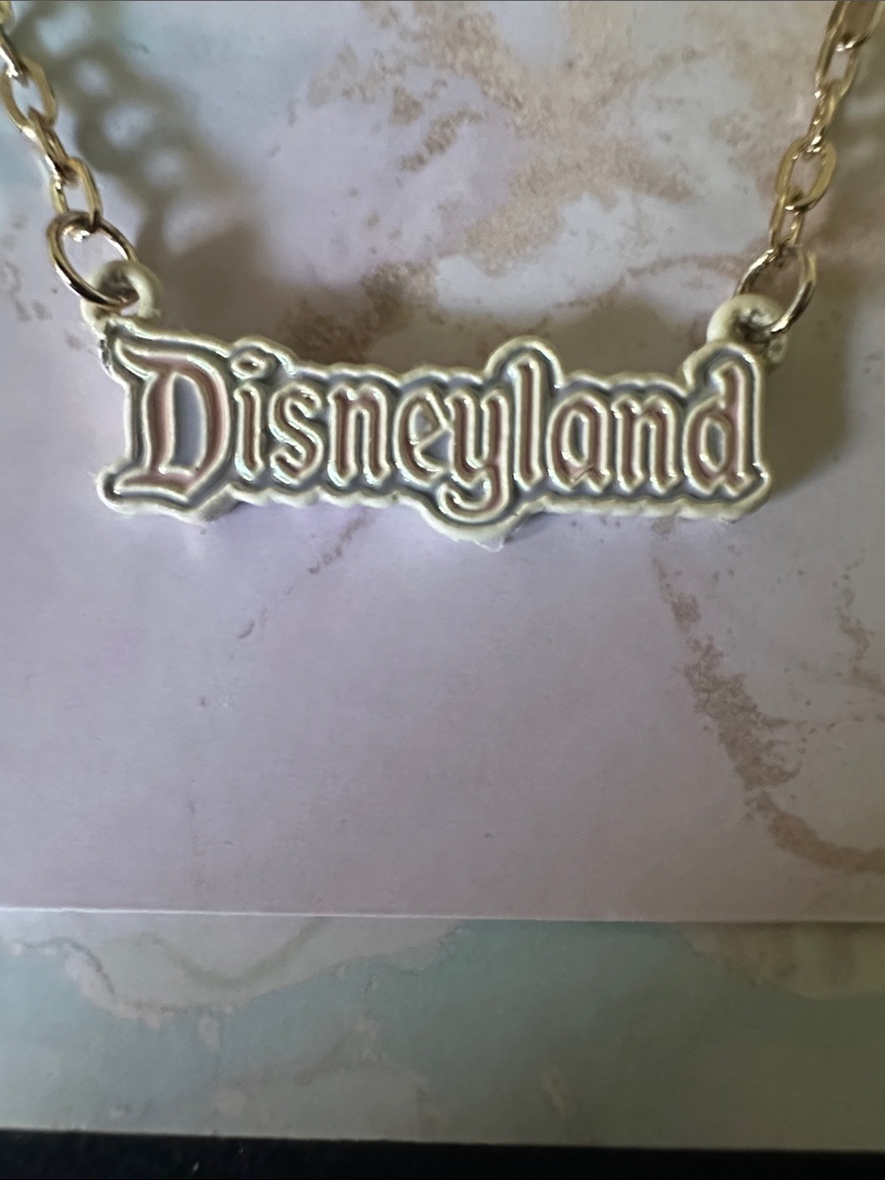 Disney Disneyland Script Logo Necklace - Gold Tone - Picture 7 of 7